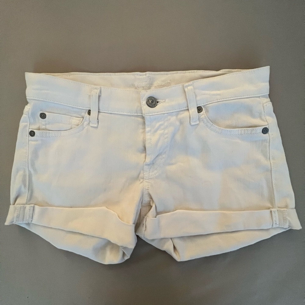 7 For All Mankind White Jean Shorts Size 25